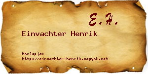 Einvachter Henrik névjegykártya